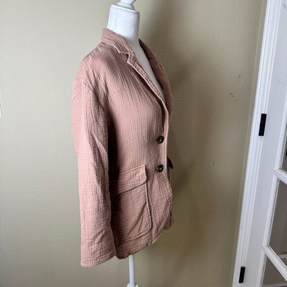 Madewell Linen Blend Gauze Neutral 2 Button Blazer Jacket Size Small - Picture 8 of 11